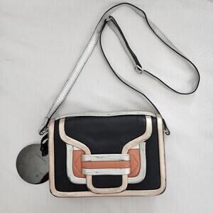 Pierre Hardy Alpha Crossbody Bag Black Lamb Leather Silver Pink Metallic Clutch